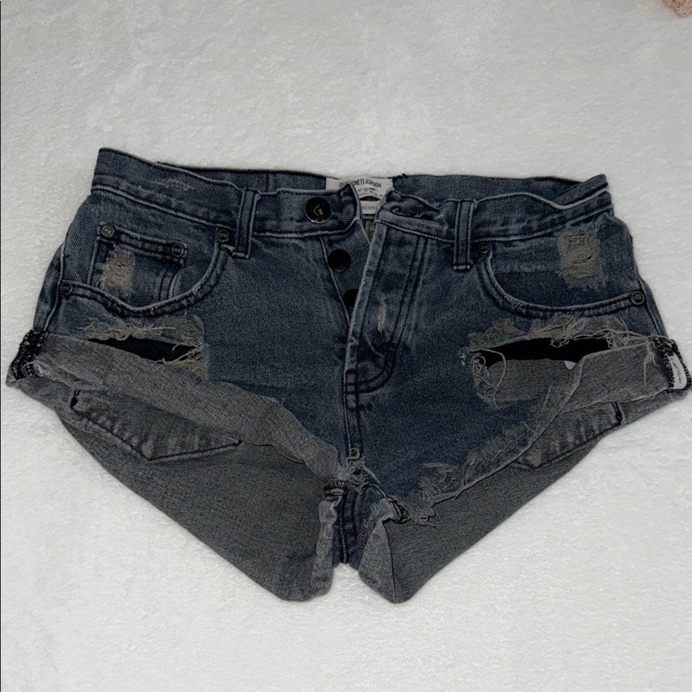 ONE TEASPOON black washed distressed bandit jean shorts size 26